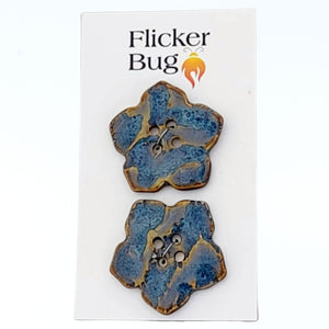 Blue/Brown Porcelain Yarn Buttons | Boho Texture | Flower Shaped