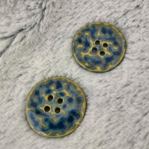 Teal Blue Porcelain Yarn Buttons | Dimple Textured