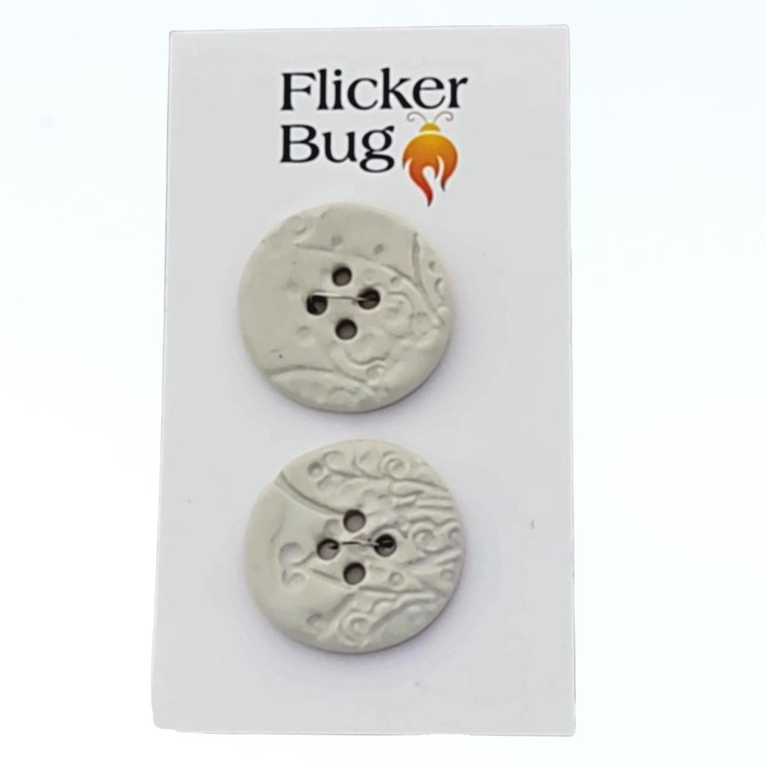 White Matte Porcelain Yarn Buttons | Scrolled Texture